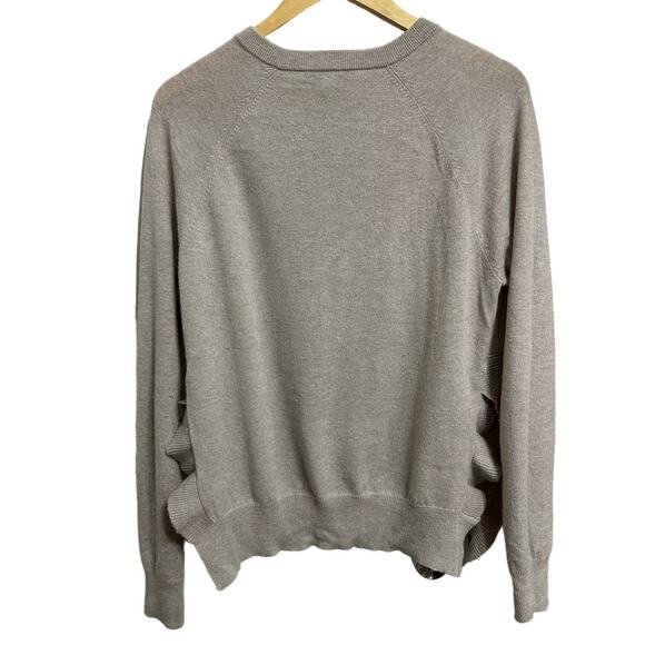 Autumn Cashmere women's oatmeal ruffled slit hem sweater size Medium - Picture 6 of 6
